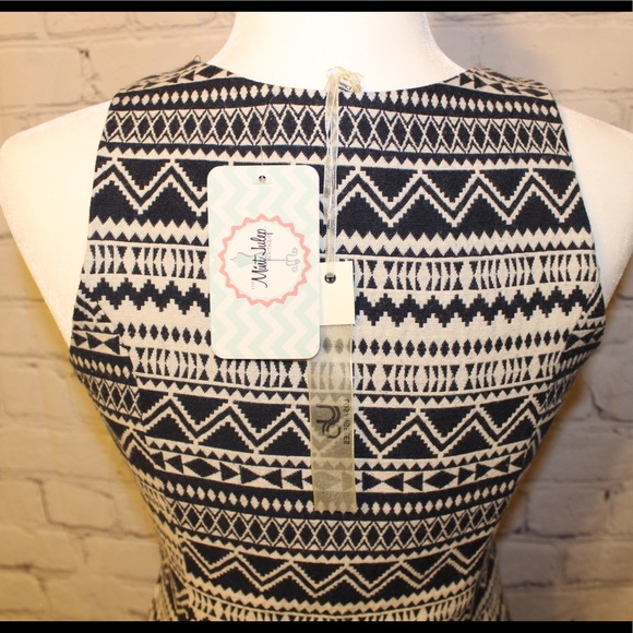 Blue Aztec A-line Sleeveless Dress size S NWT - Picture 3 of 6